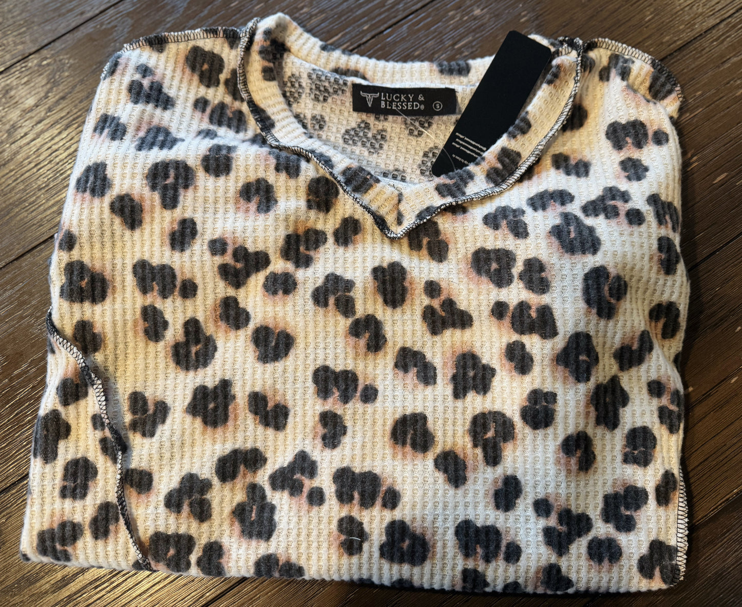 Leopard Printed Waffle Top