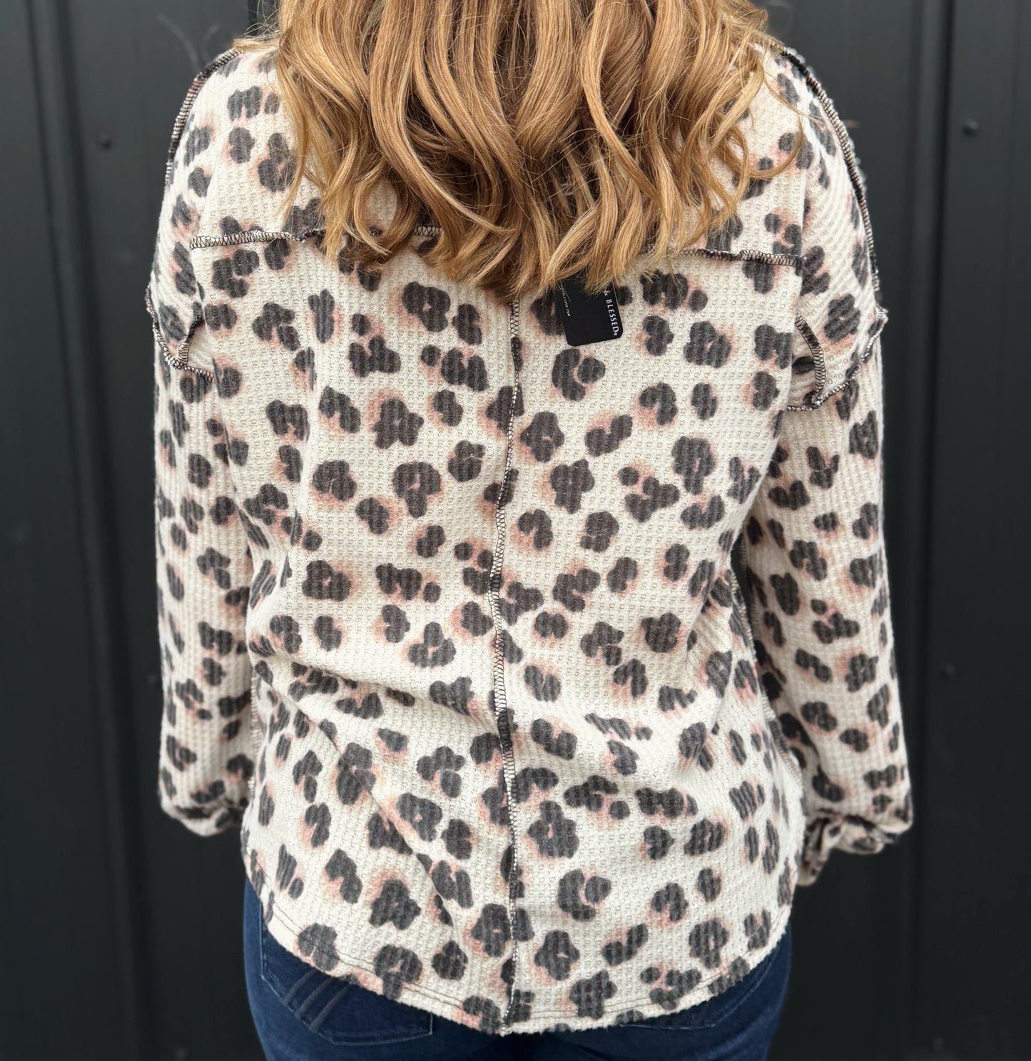 Leopard Printed Waffle Top